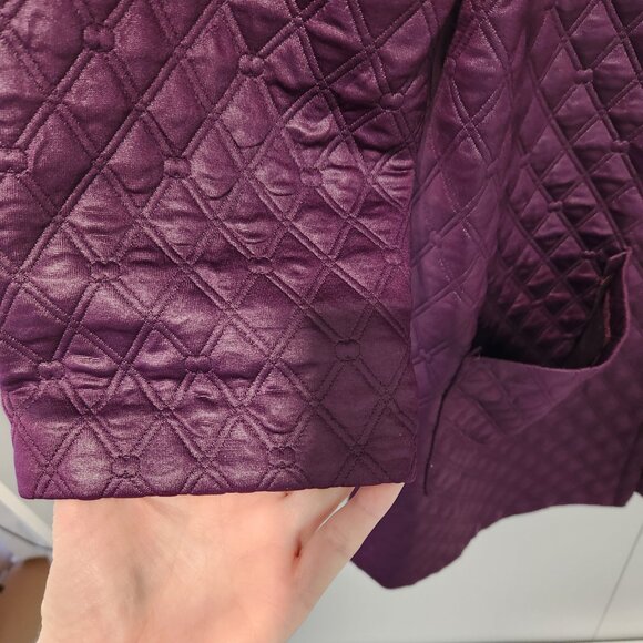 Carole Wren 3/4 Sleeve Open Front Quilted Purple Long Duster Jacket - Large - Picture 6 of 10